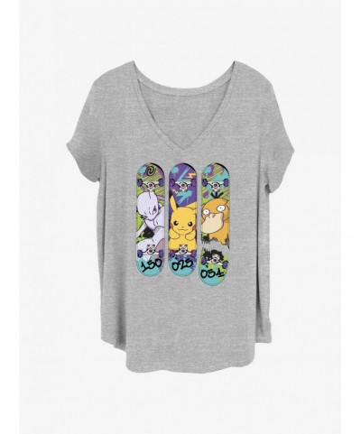 Pre-sale Pokemon Mewtwo, Pikachu, & Psyduck Skateboard Girls T-Shirt Plus Size $9.71 T-Shirts