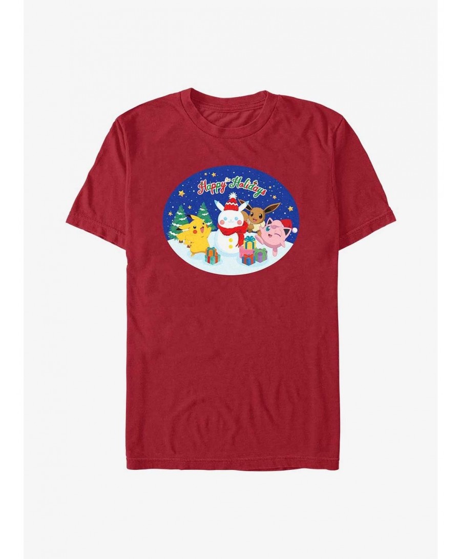 Limited Time Special Pokemon Happy Holidays Snowman T-Shirt $8.37 T-Shirts