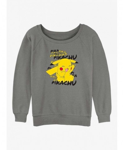 Exclusive Pokemon Pikachu Cracks A Joke Girls Slouchy Sweatshirt $8.01 Sweatshirts