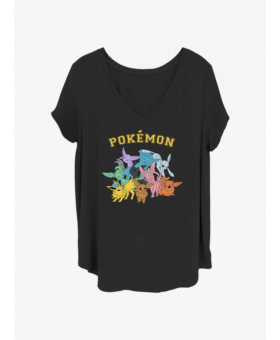 Clearance Pokemon Gotta Catch Eeveelutions Girls T-Shirt Plus Size $9.31 T-Shirts