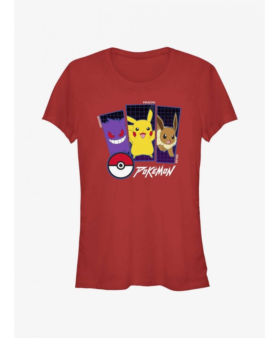 Wholesale Pokemon Trio Gengar, Pikachu, and Eevee Girls T-Shirt $8.37 T-Shirts