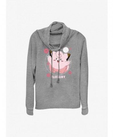 Discount Pokemon Clefairy Fairy Dance Cowl Neck Long-Sleeve Top $11.31 Tops