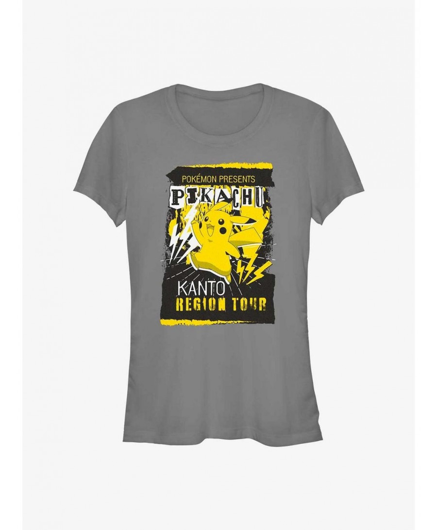 Discount Sale Pokemon Pikachu Kanto Region Tour Girls T-Shirt $6.62 T-Shirts