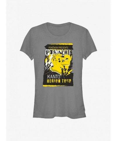 Discount Sale Pokemon Pikachu Kanto Region Tour Girls T-Shirt $6.62 T-Shirts