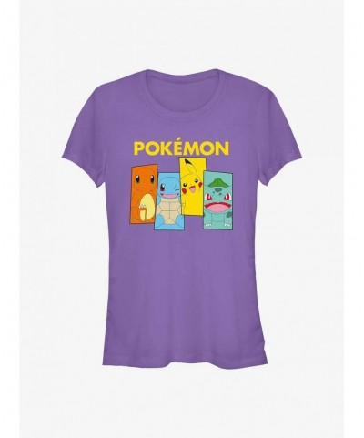 Flash Sale Pokemon Starter Pack Charmander, Squirtle, Pikachu, and Bulbasaur Girls T-Shirt $8.19 T-Shirts