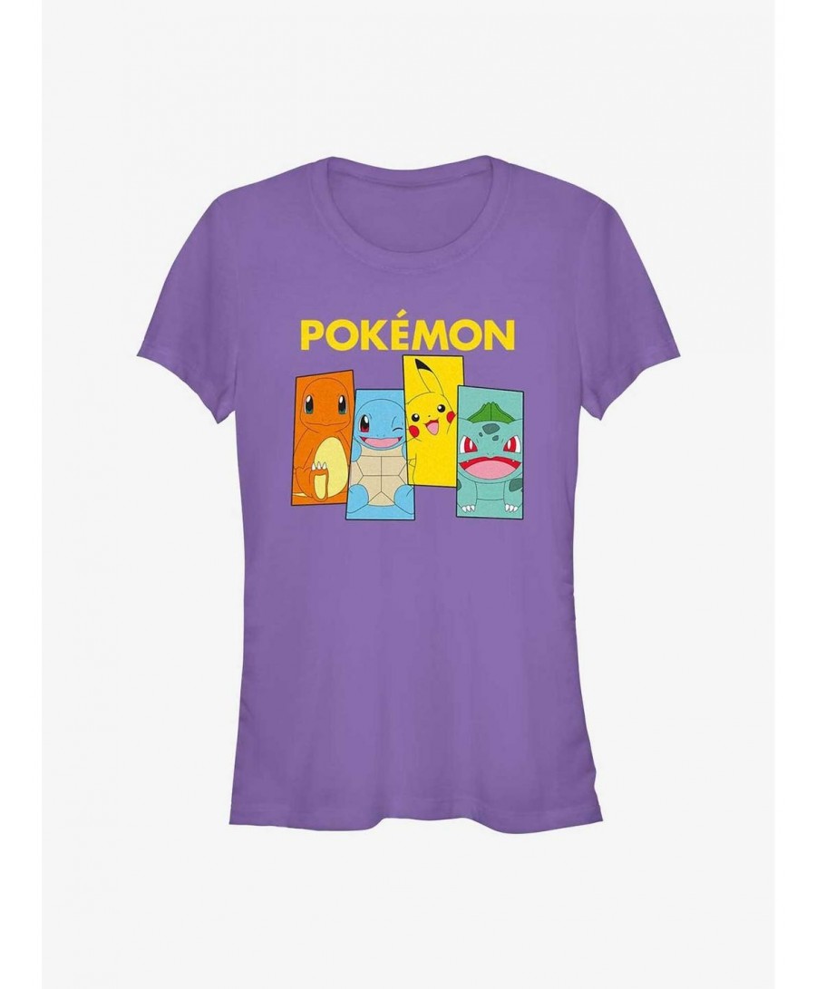 Flash Sale Pokemon Starter Pack Charmander, Squirtle, Pikachu, and Bulbasaur Girls T-Shirt $8.19 T-Shirts