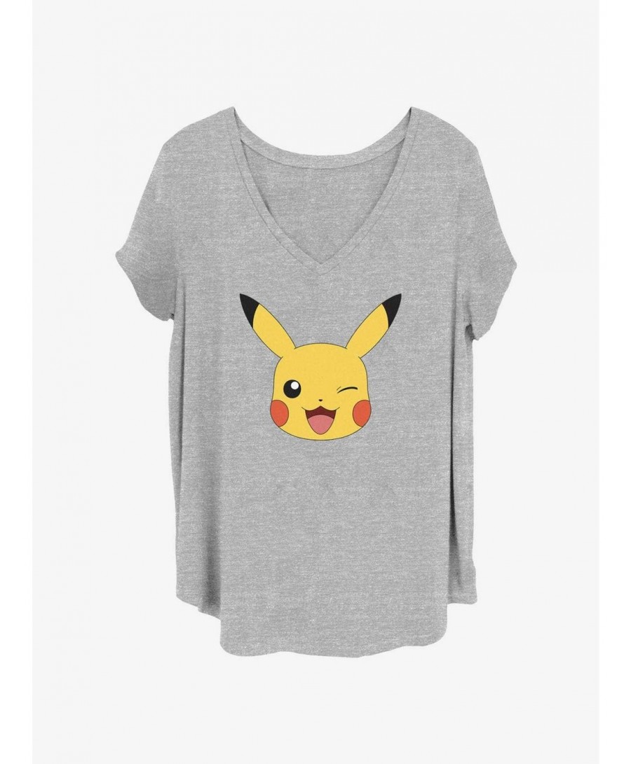 Seasonal Sale Pokemon Pikachu Face Girls T-Shirt Plus Size $7.49 T-Shirts