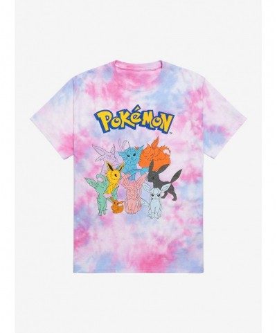 High Quality Pokemon Eeveelutions Tie-Dye Boyfriend Fit Girls T-Shirt $9.04 T-Shirts