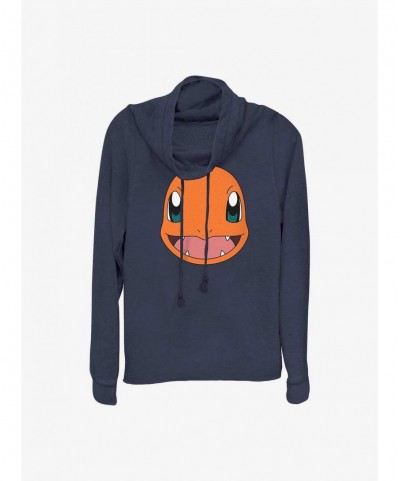 Trendy Pokemon Charmander Face Cowl Neck Long-Sleeve Top $9.43 Tops