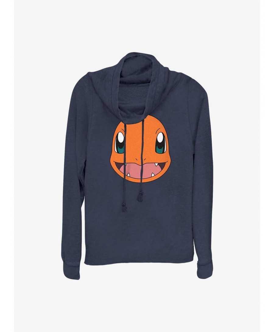 Trendy Pokemon Charmander Face Cowl Neck Long-Sleeve Top $9.43 Tops