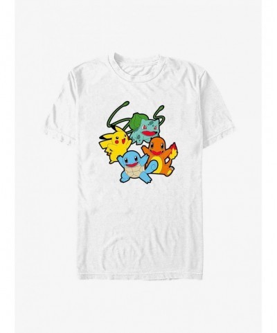 Discount Pokemon Classic Group Bulbasaur, Pikachu, Charmander, and Squirtle T-Shirt $5.69 T-Shirts