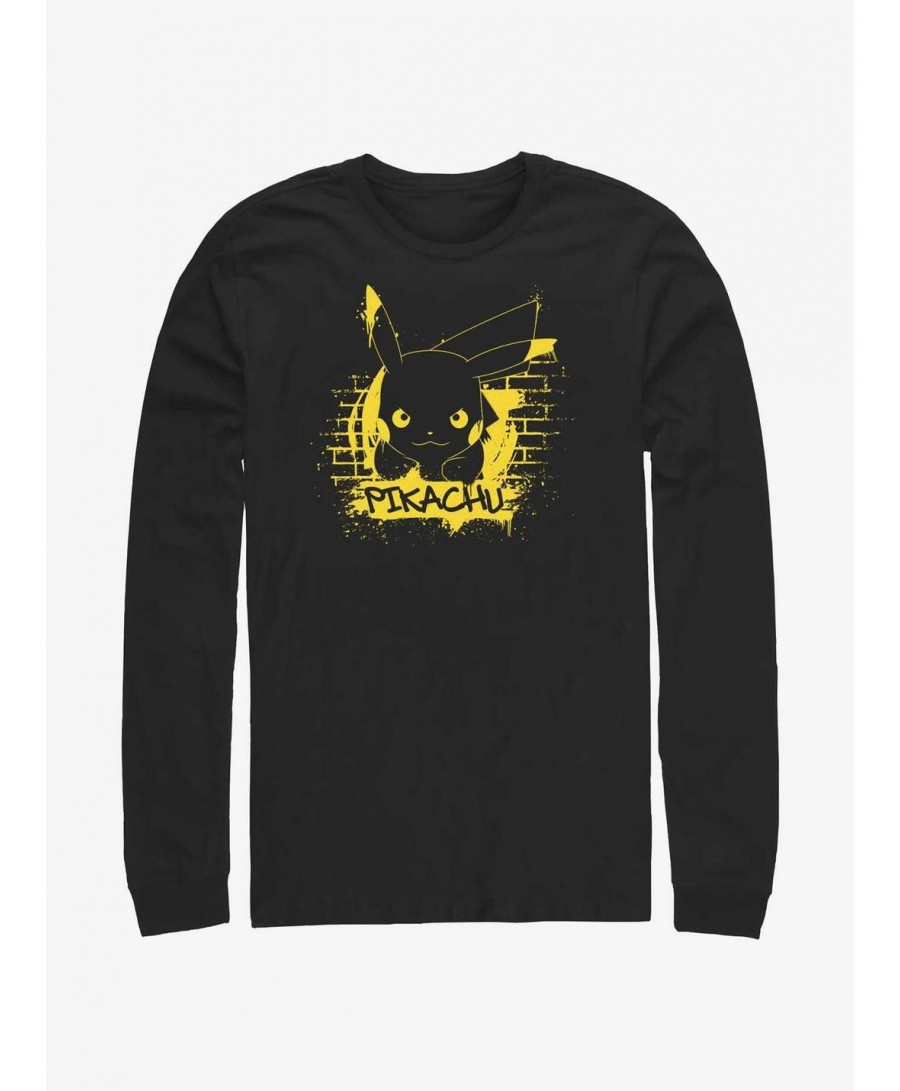 Premium Pokemon Pikachu Graffiti Long-Sleeve T-Shirt $9.21 T-Shirts