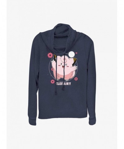 Trendy Pokemon Clefairy Fairy Dance Cowl Neck Long-Sleeve Top $14.77 Tops