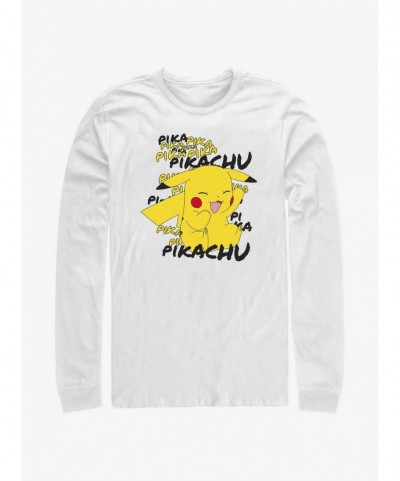 Flash Sale Pokemon Pikachu Laughing Long-Sleeve T-Shirt $9.67 T-Shirts