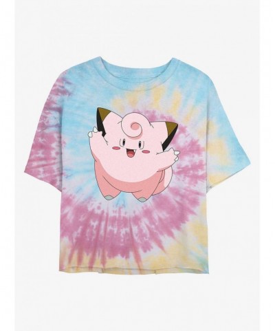 Festival Price Pokemon Clefairy Tie-Dye Girls Crop T-Shirt $9.23 T-Shirts