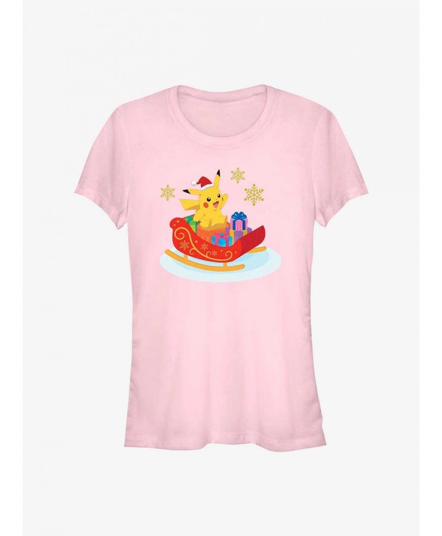 Wholesale Pokemon Pikachu Sleigh Ride Girls T-Shirt $8.72 T-Shirts