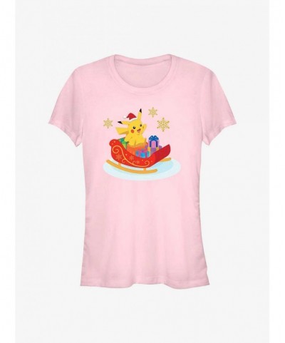 Wholesale Pokemon Pikachu Sleigh Ride Girls T-Shirt $8.72 T-Shirts