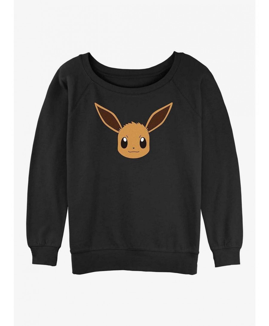 Hot Selling Pokemon Eevee Face Girls Slouchy Sweatshirt $10.07 Sweatshirts