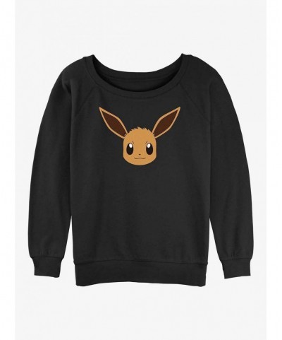 Hot Selling Pokemon Eevee Face Girls Slouchy Sweatshirt $10.07 Sweatshirts