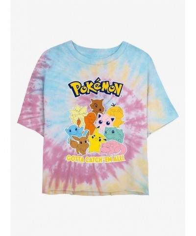 Fashion Pokemon Catch 'Em All Tie-Dye Girls Crop T-Shirt $7.72 T-Shirts