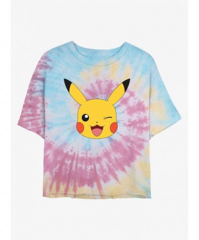 Seasonal Sale Pokemon Pikachu Tie Dye Crop Girls T-Shirt $8.85 T-Shirts