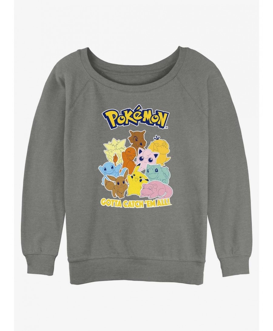 Discount Sale Pokemon Catch 'Em All Girls Slouchy Sweatshirt $10.85 Sweatshirts