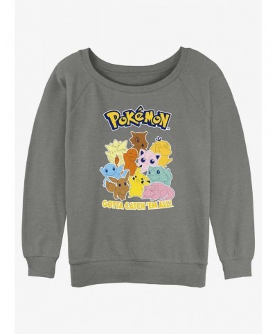 Discount Sale Pokemon Catch 'Em All Girls Slouchy Sweatshirt $10.85 Sweatshirts