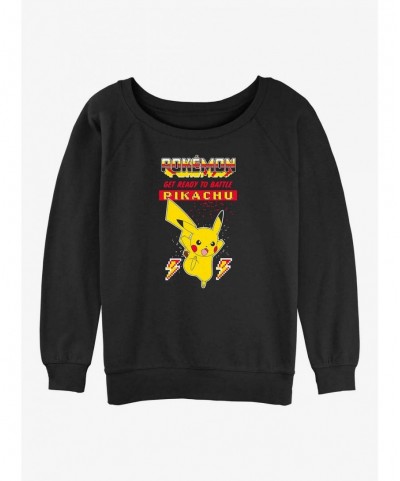 Crazy Deals Pokemon Battle Ready Pikachu Girls Slouchy Sweatshirt $9.82 Sweatshirts