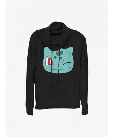 Limited-time Offer Pokemon Bulbasaur Face Cowl Neck Long-Sleeve Top $13.20 Tops