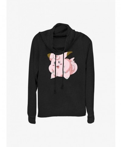 Absolute Discount Pokemon Clefairy Pose Cowl Neck Long-Sleeve Top $12.26 Tops