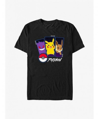 New Arrival Pokemon Pokemon Trio Gengar, Pikachu, and Eevee T-Shirt $6.02 T-Shirts