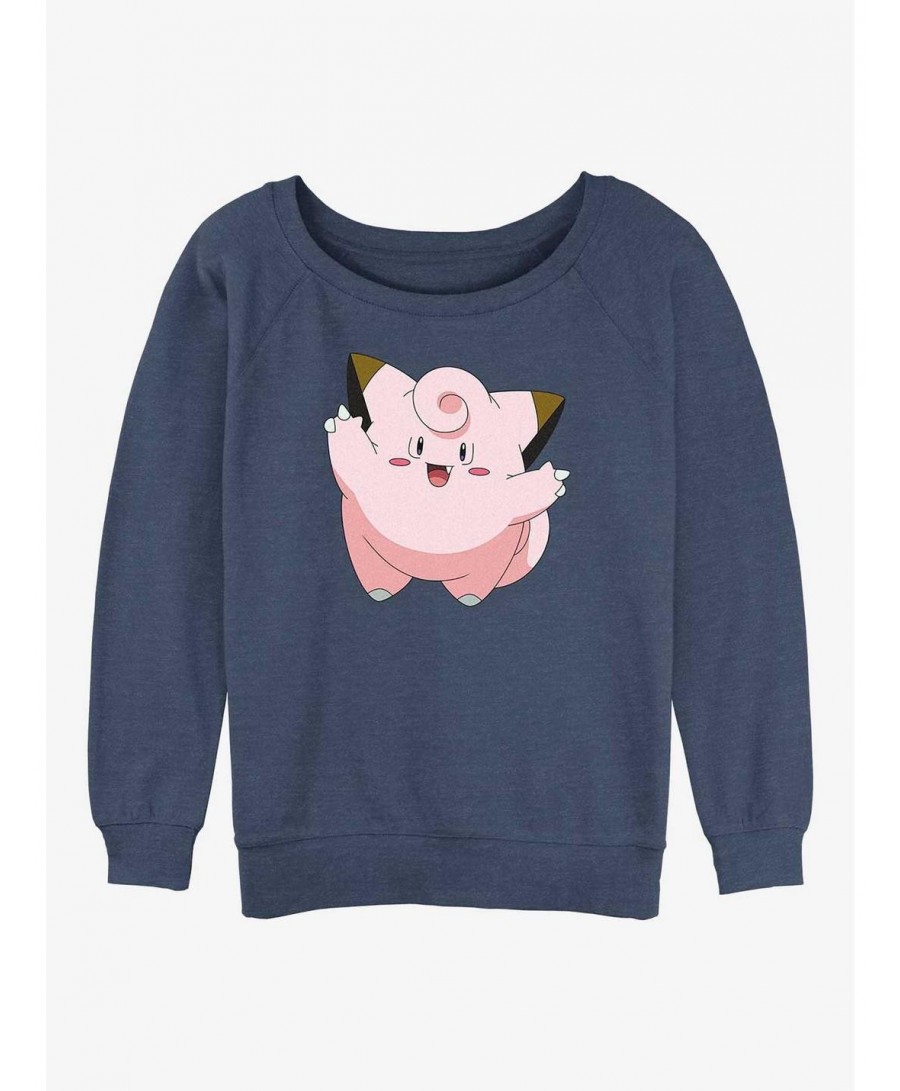 Discount Sale Pokemon Clefairy Girls Slouchy Sweatshirt $10.85 Sweatshirts