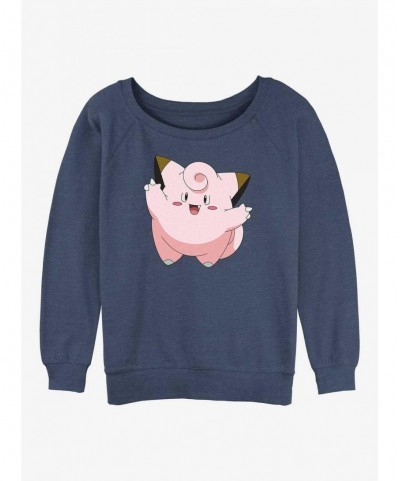 Discount Sale Pokemon Clefairy Girls Slouchy Sweatshirt $10.85 Sweatshirts