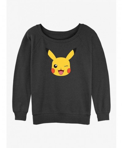 Big Sale Pokemon Pikachu Face Girls Slouchy Sweatshirt $10.33 Sweatshirts