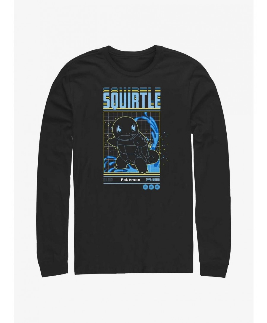 Limited Time Special Pokemon Squirtle Grid Long-Sleeve T-Shirt $8.29 T-Shirts