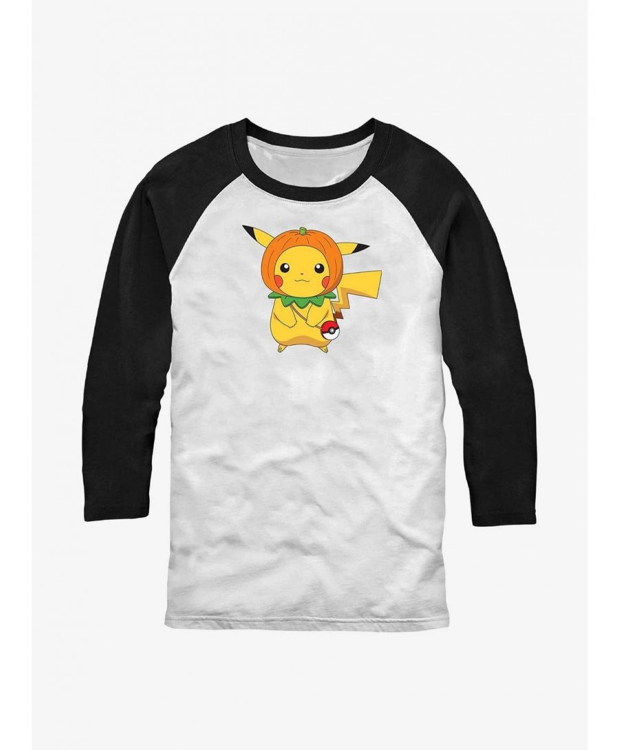 Limited-time Offer Pokemon Pumpkin Hat Pikachu Raglan T-Shirt $14.45 T-Shirts