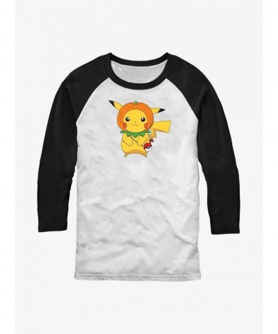 Limited-time Offer Pokemon Pumpkin Hat Pikachu Raglan T-Shirt $14.45 T-Shirts