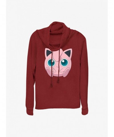 New Arrival Pokemon Jigglypuff Face Cowl Neck Long-Sleeve Top $14.77 Tops