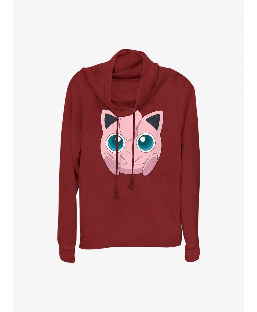 New Arrival Pokemon Jigglypuff Face Cowl Neck Long-Sleeve Top $14.77 Tops