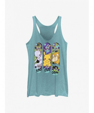 Fashion Pokemon Mewtwo, Pikachu, and Psyduck Skateboard Deck Art Girls Tank $8.52 Tanks