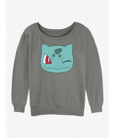 Value Item Pokemon Bulbasaur Face Girls Slouchy Sweatshirt $8.78 Sweatshirts