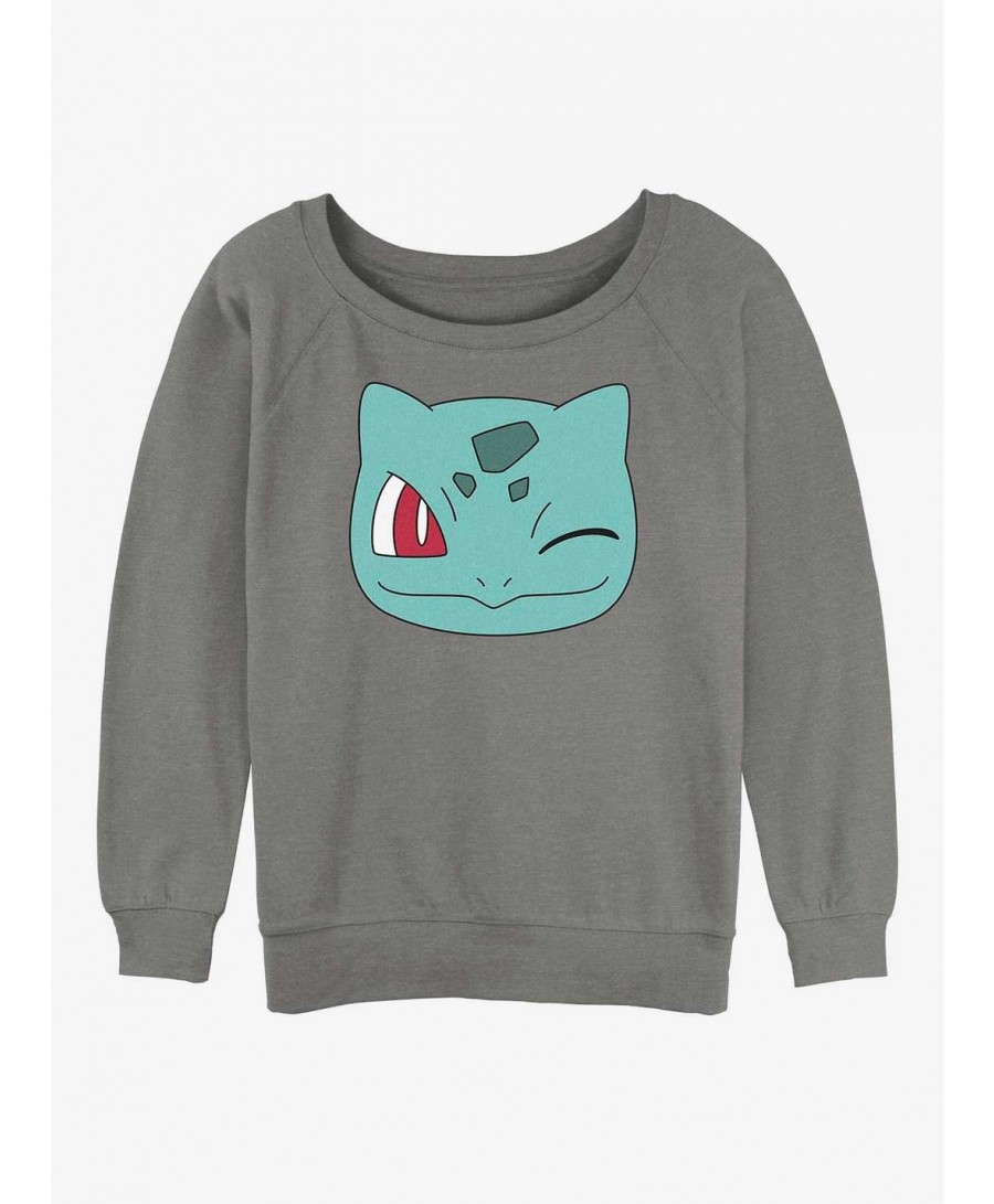 Value Item Pokemon Bulbasaur Face Girls Slouchy Sweatshirt $8.78 Sweatshirts