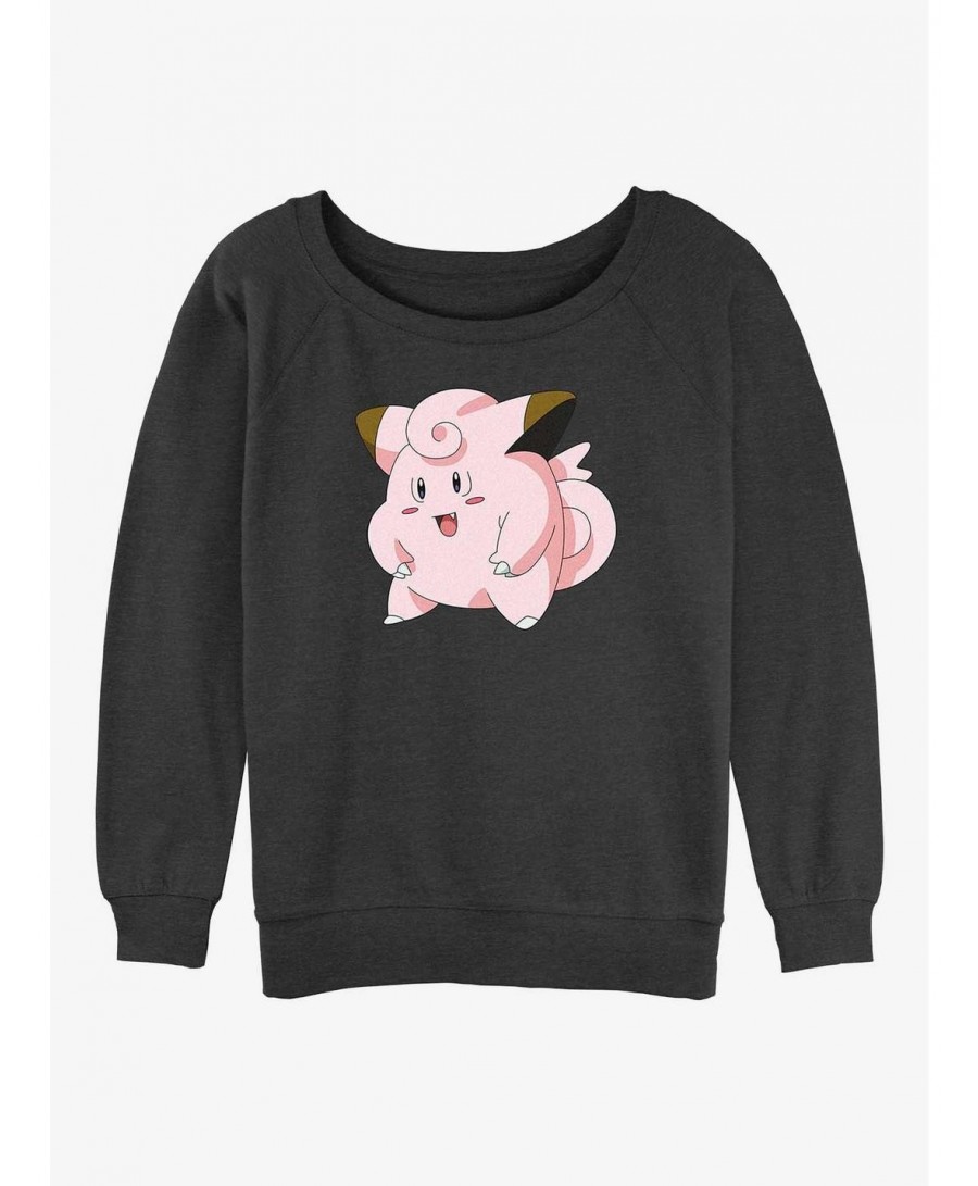 Value Item Pokemon Clefairy Pose Girls Slouchy Sweatshirt $11.62 Sweatshirts