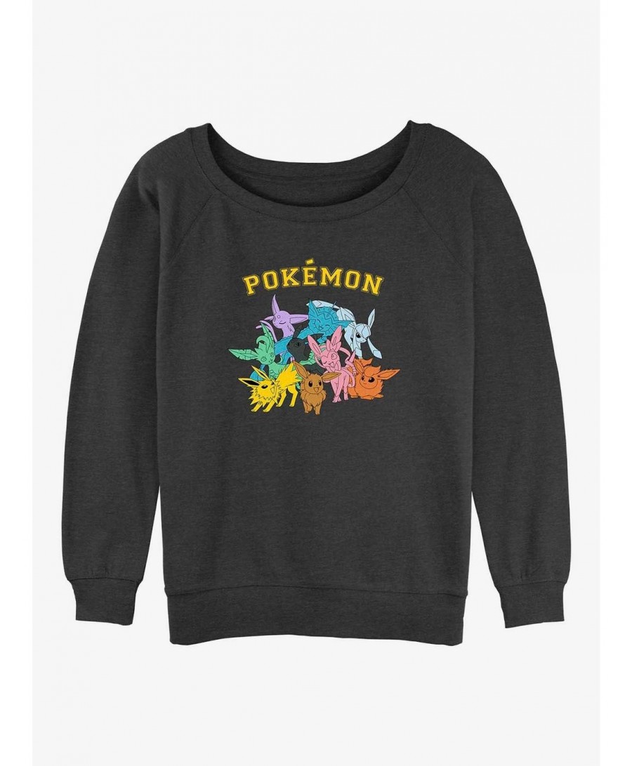 Pre-sale Discount Pokemon Gotta Catch Eeveelutions Girls Slouchy Sweatshirt $7.75 Sweatshirts