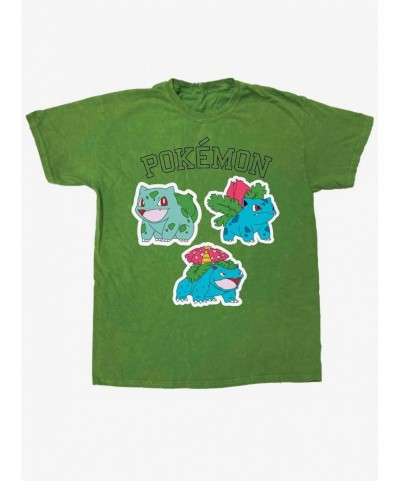 Trendy Pokemon Grass Types Pigment Wash Boyfriend Fit Girls T-Shirt $4.94 T-Shirts