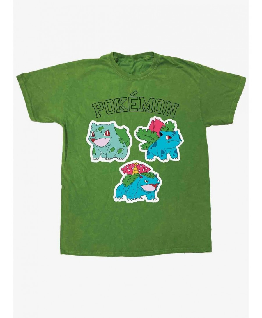 Trendy Pokemon Grass Types Pigment Wash Boyfriend Fit Girls T-Shirt $4.94 T-Shirts