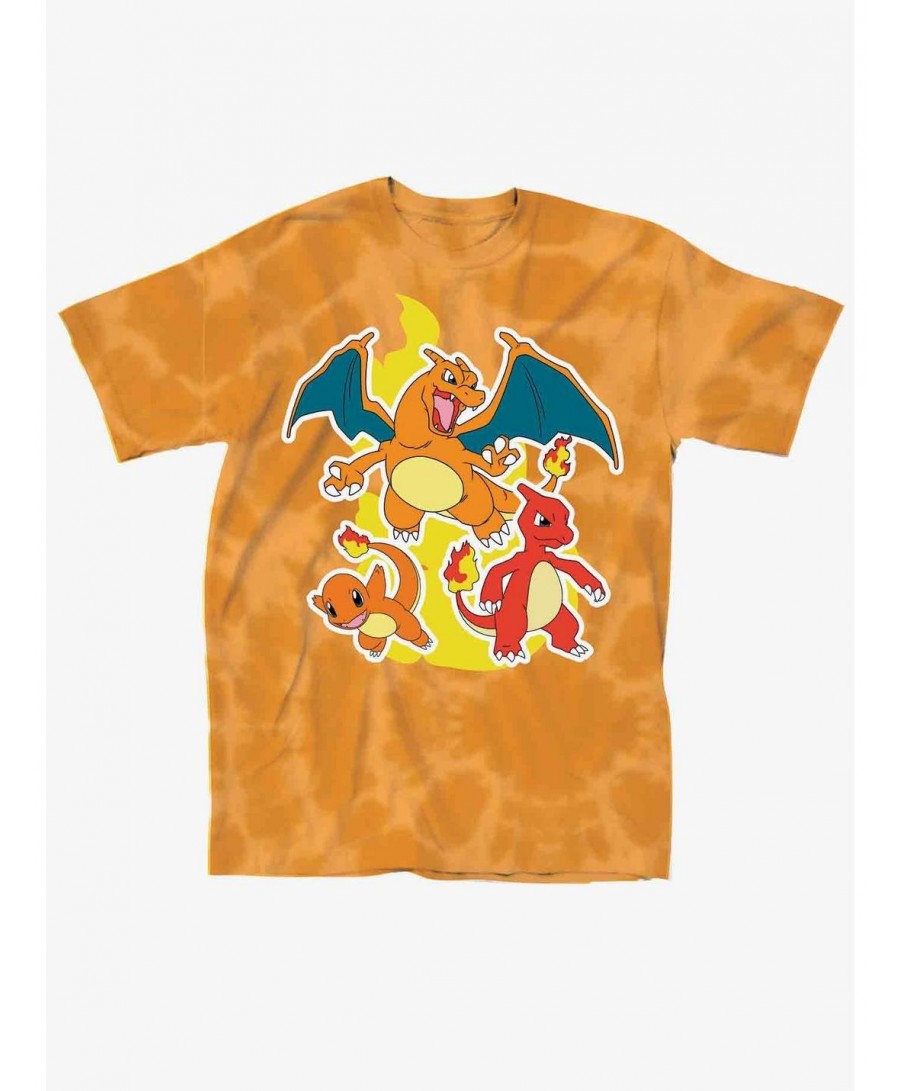 Pre-sale Discount Pokemon Fire Types Tie-Dye Boyfriend Fit Girls T-Shirt $11.30 T-Shirts