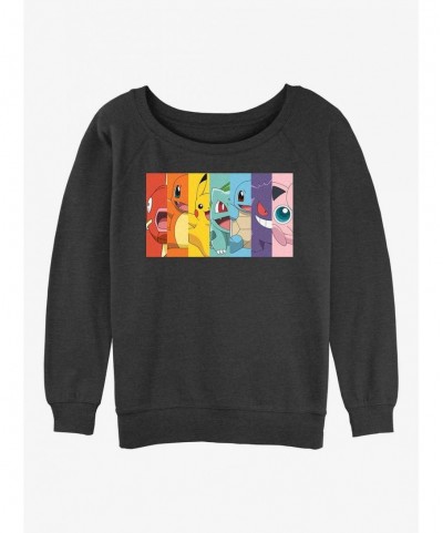 Wholesale Pokemon Rainbow Faces Girls Slouchy Sweatshirt $12.14 Sweatshirts