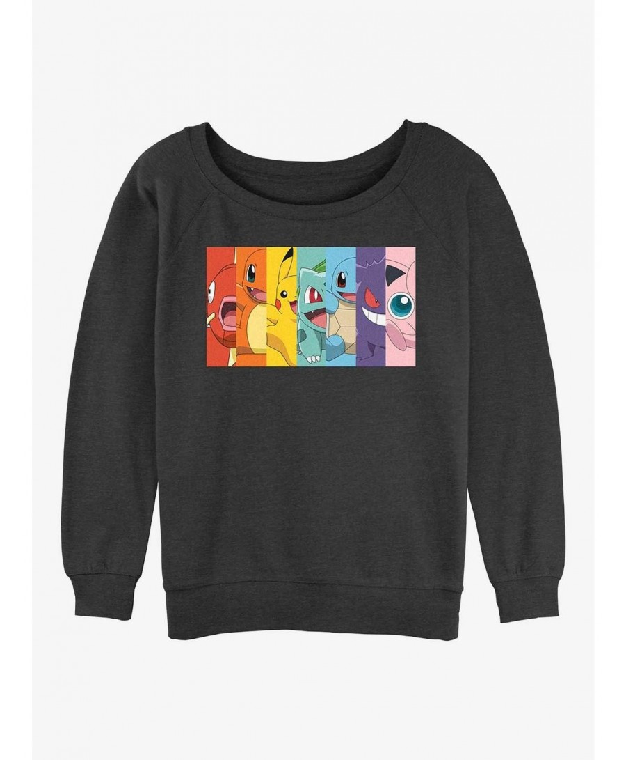 Wholesale Pokemon Rainbow Faces Girls Slouchy Sweatshirt $12.14 Sweatshirts