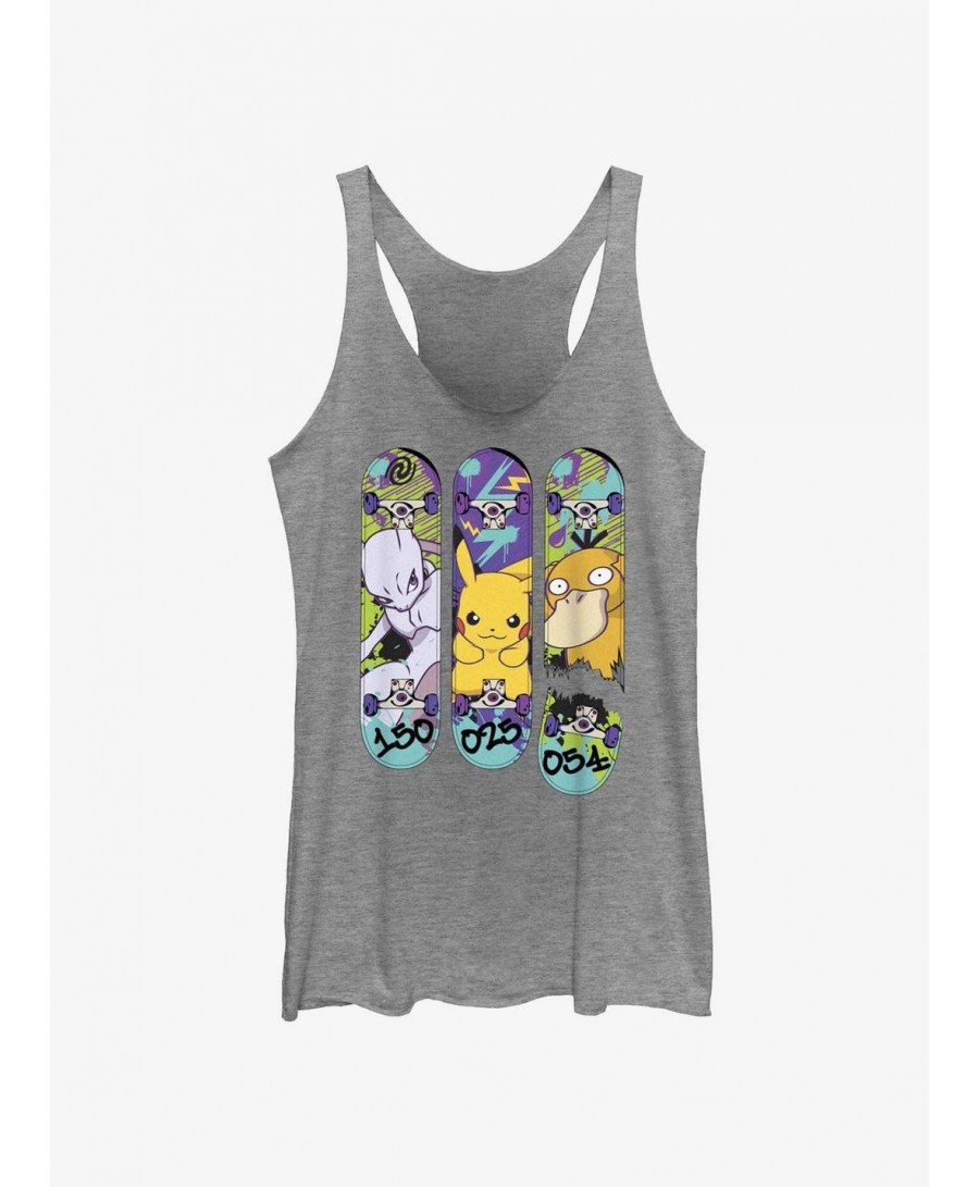 Wholesale Pokemon Mewtwo, Pikachu, and Psyduck Skateboard Deck Art Girls Tank $5.80 Tanks